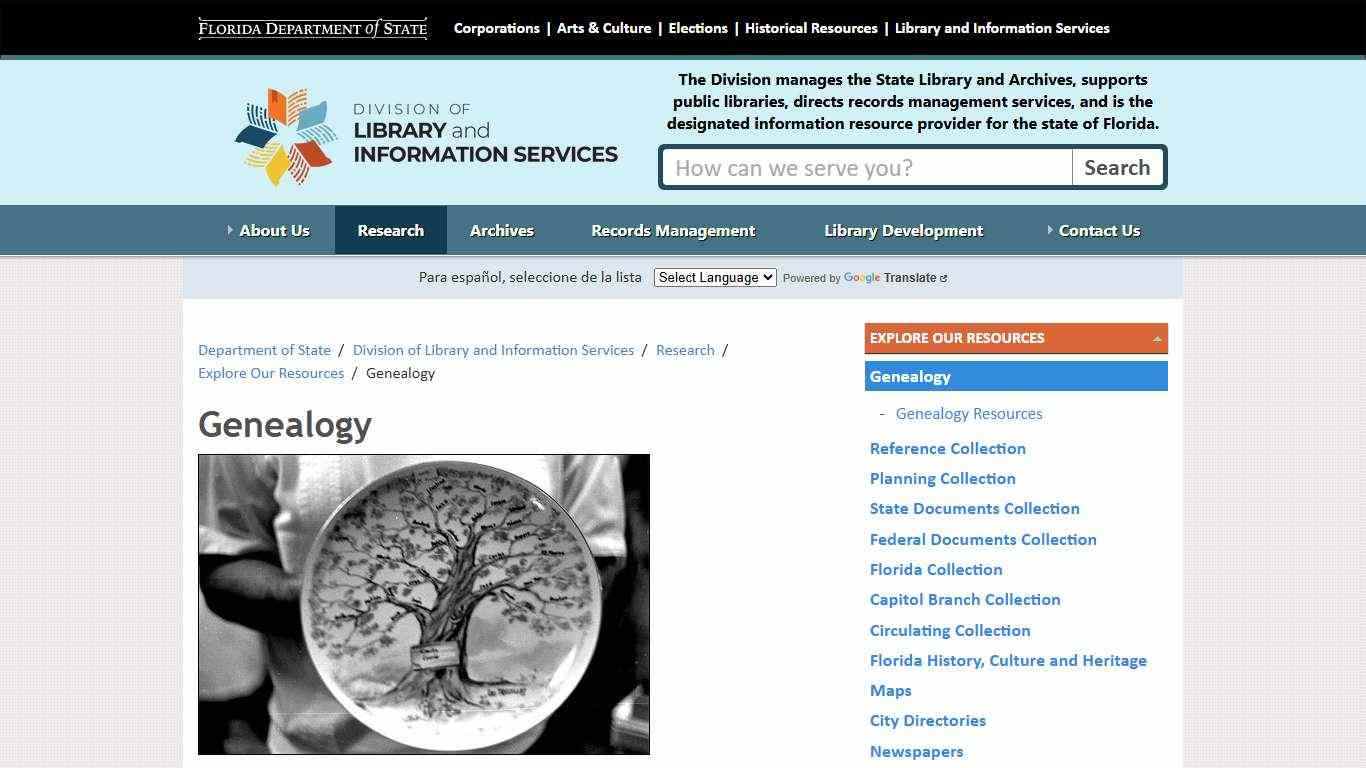 Genealogy - Division of Library and Information Services - Florida Department of State
